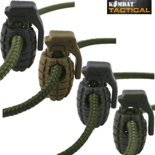 ARMY GRENADE SHAPE CORD STOPPER LOCK x8 PACK CLOTHING END TOGGLE METAL SPRING