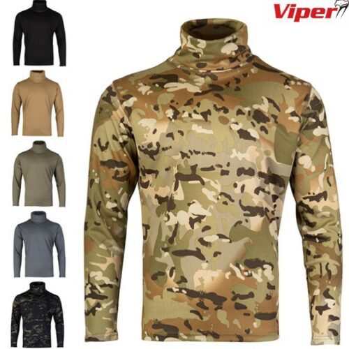 VIPER TACTICAL TACTICAL MESH TECH ROLL NECK TOP MENS S-3XL L/S T-SHIRT WICKING