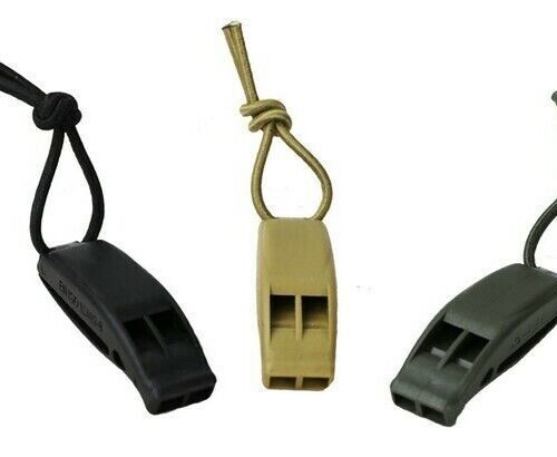 MILITARY EMERGENCY SURVIVAL WHISTLE TACTICAL BELT CLIP CORD SAS ARMY HIKING