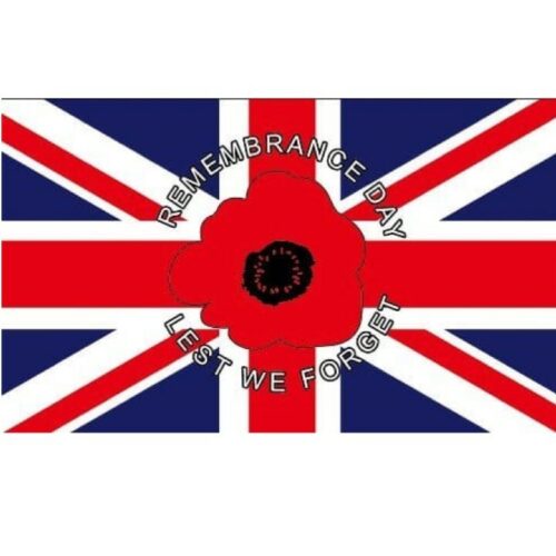 LEST WE FORGET UK FLAG MILITARY BRITISH ARMY 5x3ft 3x2ft REMEMBRANCE DAY SUPPORT