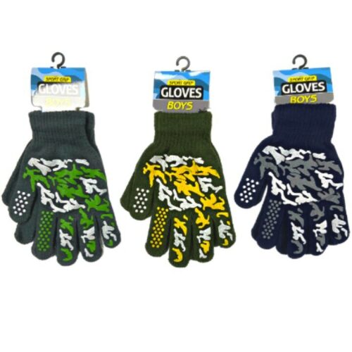 KIDS ARMY CAMOUFLAGE GLOVES BOYS MAGIC GRIPPER GLOVES GREY YELLOW GREEN CAMO