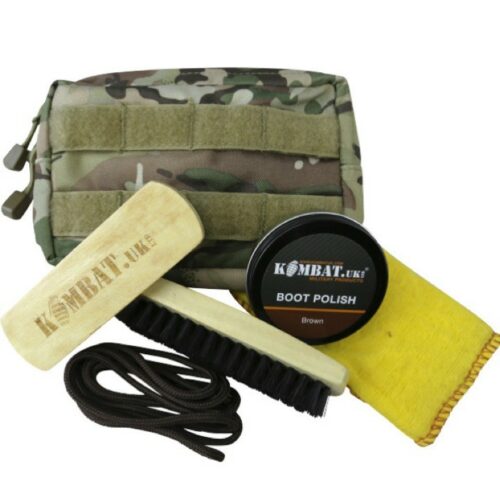 DELUXE MOLLE POUCH BOOT CARE KIT BRUSHES SHINE CLOTH POLISH SHOE ARMY CADET