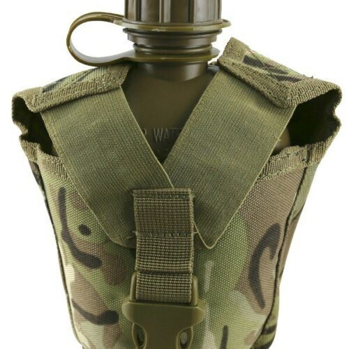 TACTICAL WATER BOTTLE & POUCH KIDS CAMPING CANTEEN CADET CAMO US ARMY STYLE