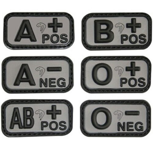 VIPER TACTICAL BLOOD GROUP RUBBER PATCH HOOK & LOOP MEDICAL ARMY BADGE BLACK