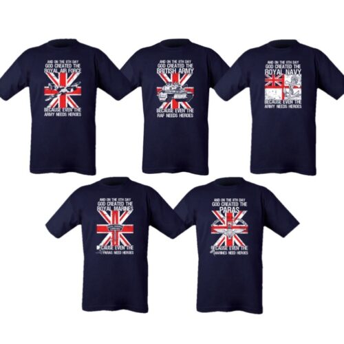 MILITARY T-SHIRT MENS S-2XL ON 8TH GOD CREATED ARMY NAVY RAF ROYAL MARINE PARAS