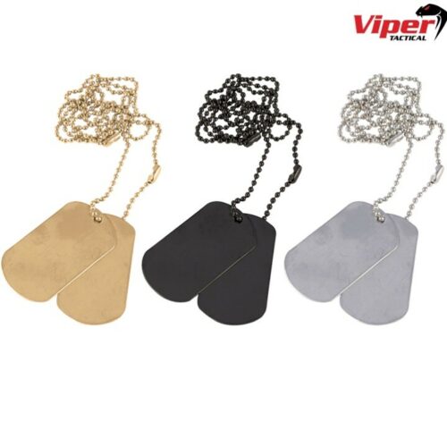 VIPER MILITARY DOG TAGS ARMY ID TAG NECKLACE MENS BOYS SOLDIER SILVER GOLD BLACK