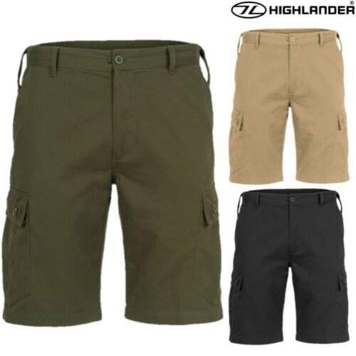 HIGHLANDER ARMY COMBAT SHORTS MENS 28-48 WAIST BLACK GREEN CARGO PANT WORKWEAR