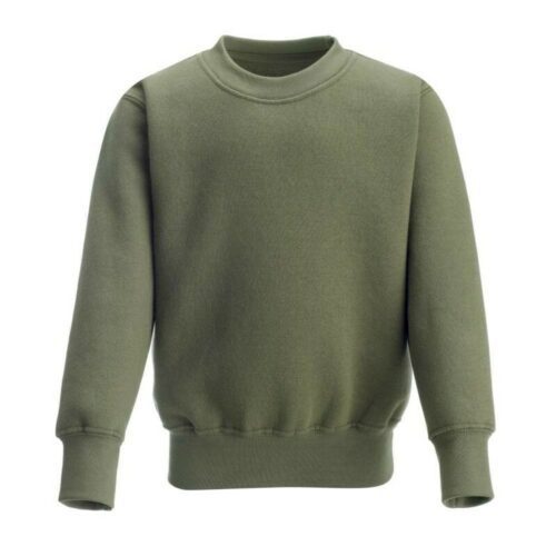 BOYS ARMY GREEN FLEECE SWEATSHIRT 7-8 9-10 YEARS JUMPER KIDS | ARMY OLIVE GREEN