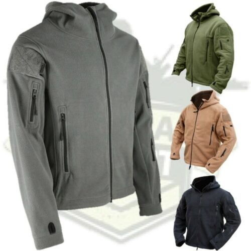 TACTICAL FLEECE JACKET MENS S-3XL HEAVYWEIGHT FULL ZIP HOODIE