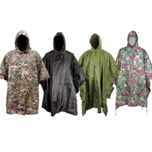 PONCHO WATERPROOF RIPSTOP HOODED SHELTER MENS FESTIVAL RAIN COAT ARMY CAMO