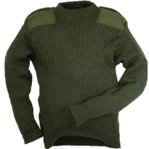 BRITISH ARMY ISSUED GREEN PULLOVER WOOL COMMANDO JUMPER HUNTING SHOOTING JERSEY