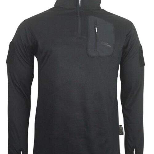 Advanced Mid-Layer Thermal Fleece 1/4 Zip Top MENS S-3XL ARMY UNDERSHIRT BLACK