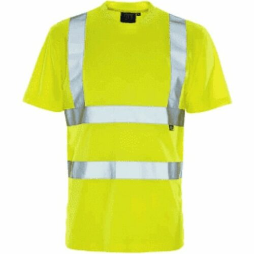 HI VIS ST WORKWEAR T-SHIRT SHORT SLEEVE HI VISABILITY YELLOW SAFETY TOP MENS EK