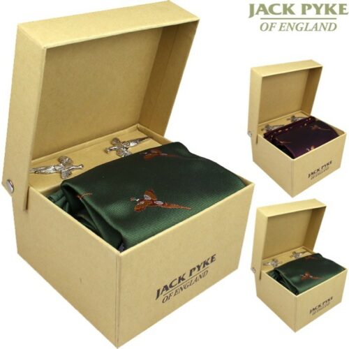 JACK PYKE PHEASANT TIE HANKY & CUFFLINKS GIFT SET MENS SUIT SHOOTING HUNTING