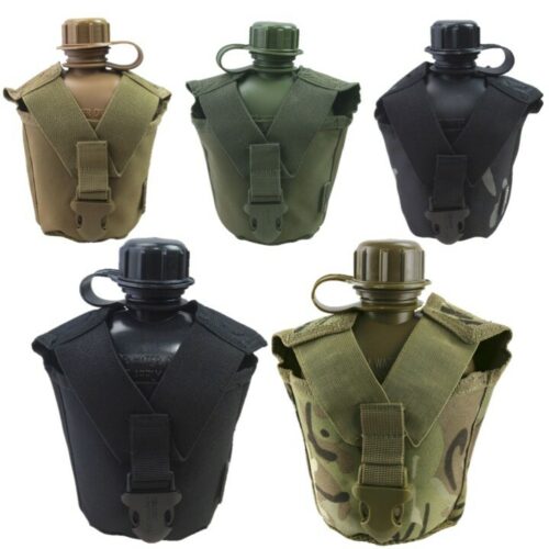 Military Water Bottle & Pouch I'm a Celeb Style KIDS CAMPING CANTEEN Army Camo