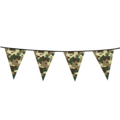 ARMY CAMOUFLAGE PLASTIC BUNTING 6m BOYS CAMO BIRTHDAY PARTY DECORATION DECOR