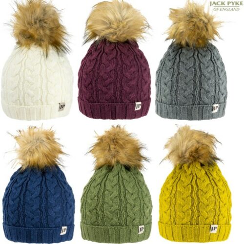 CLEARANCE! JACK PYKE LADIES CABLE KNIT BOB HAT WOMENS WINTER CHUNKY BEANIE