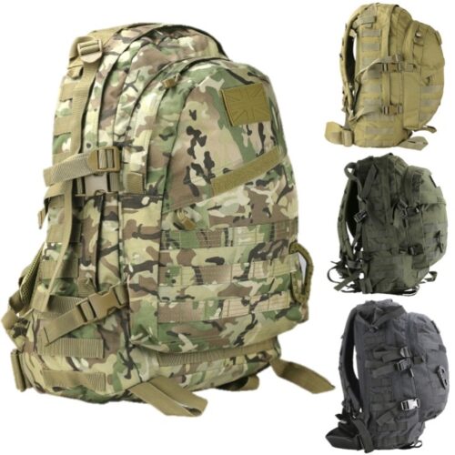 45L Army Spec Ops Rucksack 45 Litre Patrol Daysack Travel Cabin Bag Camo Black