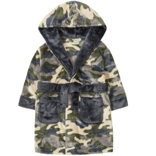 Boys Army Camo Dressing Gown Super Soft Fleece KIDS NIGHTWEAR Camouflage Robe