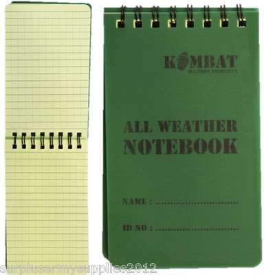 MILITARY NOTEPAD WATERPROOF PAPER A6 50 PAGE POCKET SIZE NOTEBOOK BRITISH ARMY