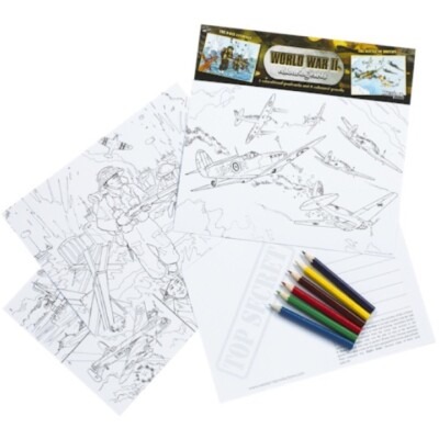 MILITARY D-DAY BATTLE OF BRITAIN COLOURING POSTCARDS WW2 ARMY 80th Anniversary