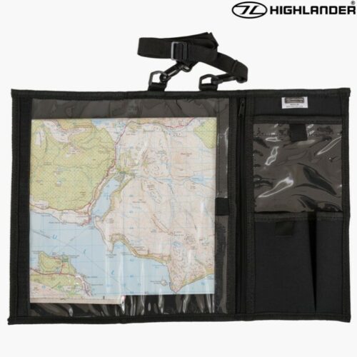 HIGHLANDER HIKING EXPLORERS MAP CASE ORGANISER ADMIN FOLDER POUCH BLACK