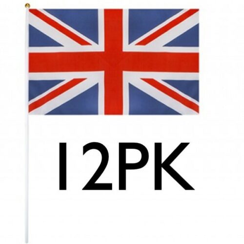 XL UNION JACK HAND FLAGS 12pk PATRIOTIC PARTY BRITISH VE Day 80th Anniversary