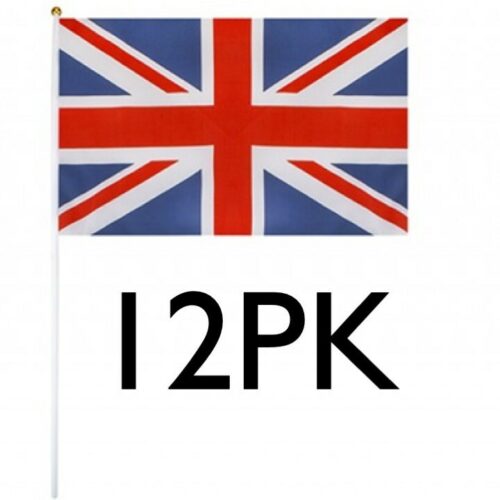 XL UNION JACK HAND FLAGS 12pk PATRIOTIC PARTY BRITISH VE Day 80th Anniversary