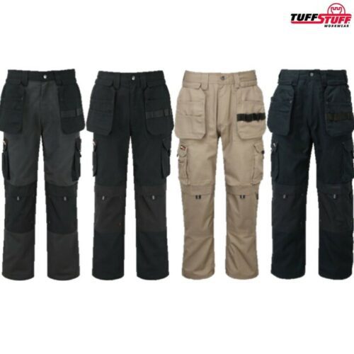 TUFFSTUFF EXTREME WORK TROUSERS KNEE PAD POCKETS MENS 28"-44" WORKWEAR CARGO