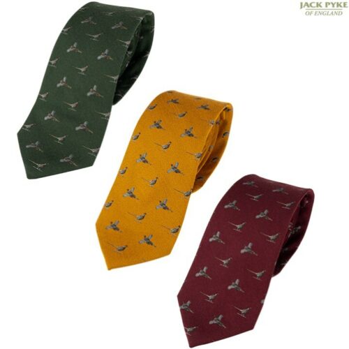 JACK PYKE PHEASANT SILK TIE GIFT BOXED MENS SUIT TIE SHOOTING HUNTING CLAY RIFLE