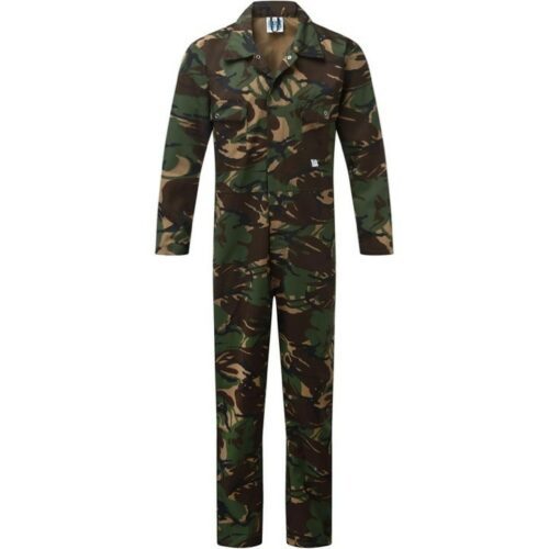 BLUE CASTLE STUD FRONT COVERALLS MENS Large WORKWEAR Camo OVERALLS BOILERSUIT