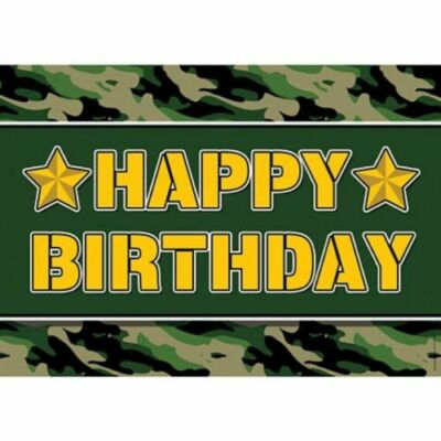 BOYS ARMY BIRTHDAY DECORATION A3 CAMOUFLAGE POSTER BANNER MILITARY PARTY SIGN