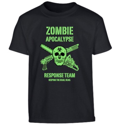 BOYS ZOMBIE APOCALYPSE T-SHIRT 5-6 7-8 9-10 12-13 COTTON TOP SKULL ARMY RESPONSE