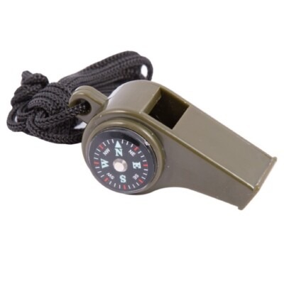 MILITARY 3 IN 1 SURVIVAL WHISTLE COMPASS TEMPERATURE ARMY HILL WALKING CAMPING