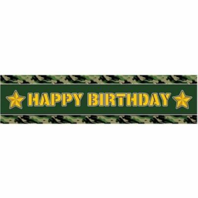 1.2m Army Happy Birthday Banner Camo Birthday Decoration Boys Military Party