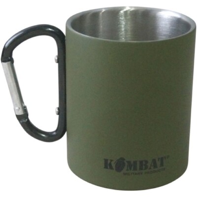 ARMY CADET CARABINER MUG 330ml STAINLESS STEEL OLIVE GREEN CANTEEN CUP CAMPING