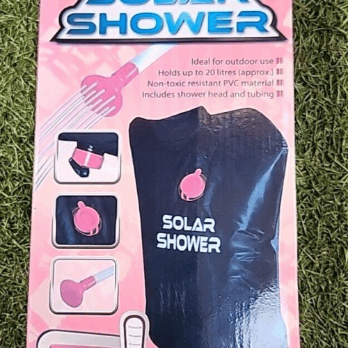 GONE OUTDOORS SOLAR SHOWER 20LT UPTO 50°C NEW CAMPING HIKING BIKING (B2)