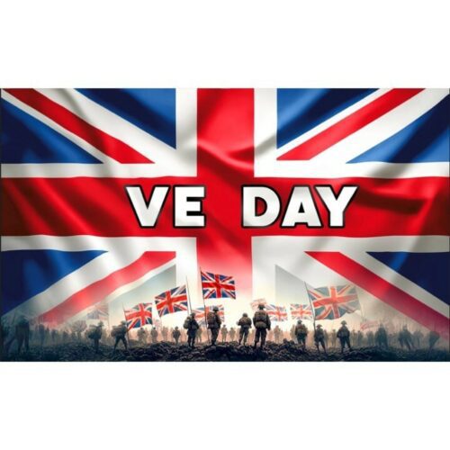 VE DAY Flag Union Jack Banner 80 Years VICTORY IN EUROPE PARTY Decor 8th MAY (D)