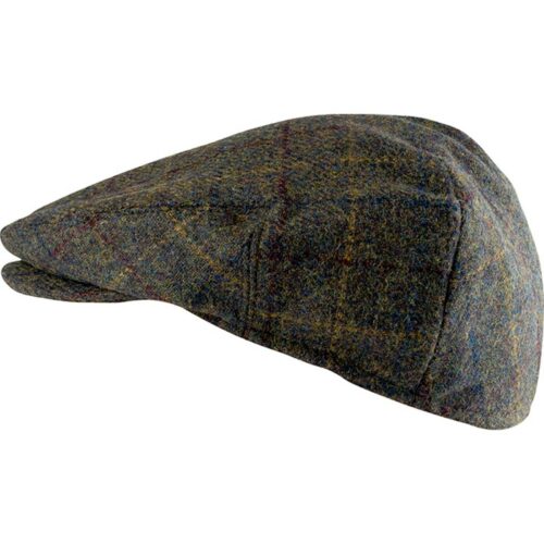 JACK PYKE Wool Blend Brown Flat Cap Mens Country Hunting Hat Quilted Lining