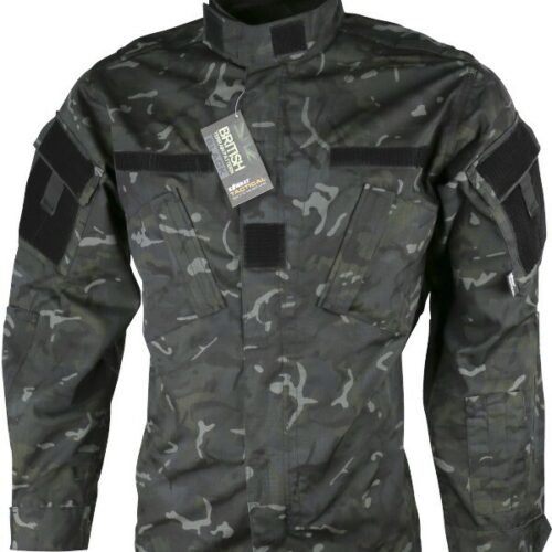 ACU Combat Camo Shirt Mens Tactical Lightweight Ripstop Jacket Black Camouflage