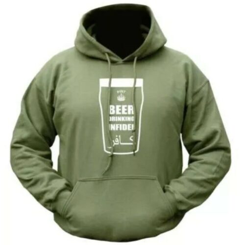 Beer Drinking Infidel HOODIE MENS Size Large HOODY CLEARANCE