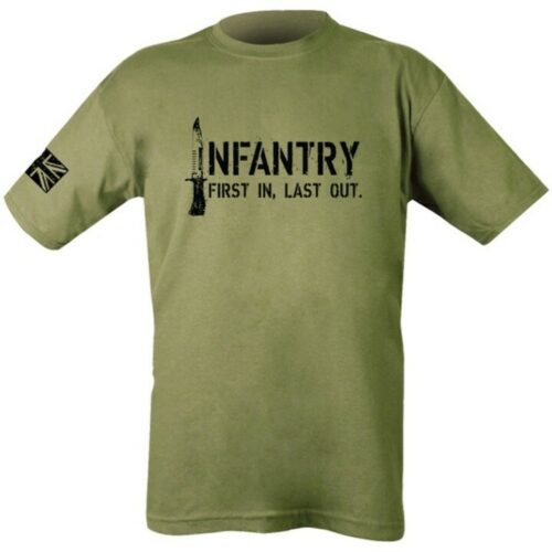 BRITISH ARMY INFANTRY T-SHIRT MENS S-2XL FIRST IN LAST OUT UNION JACK YORKSHIRE