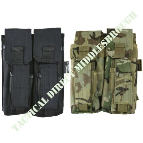 ARMY WEBBING DOUBLE MAG POUCH WITH PISTOL GUN MAGAZINE HOLDER MOLLE AIRSOFT