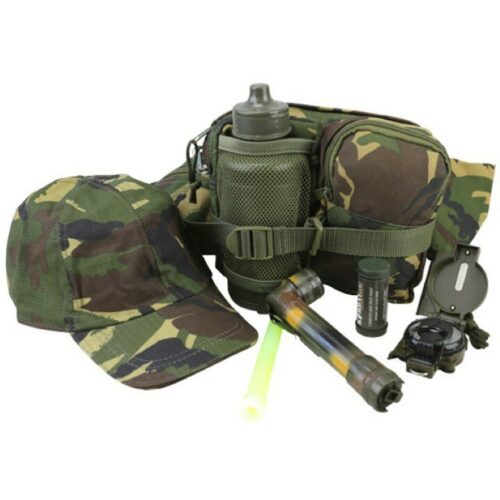 GIFT BOXED BOYS ARMY EXPLORER KIT CAP TORCH WAIST BAG WATER BOTTLE COMPASS DPM