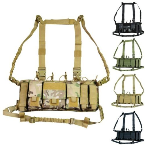 TACTICAL TROJAN CHEST RIG UTILITY VEST PISTOL MAG GPS POUCH AIRSOFT ARMY CAMO