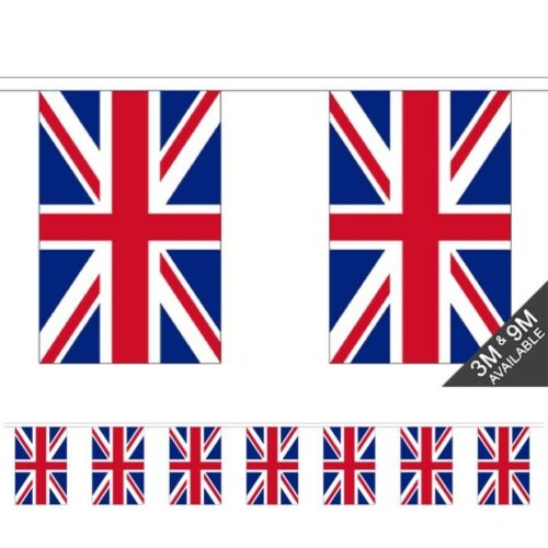 UNION JACK FABRIC BUNTING 9m 18m UK British Armed Forces Decor Party