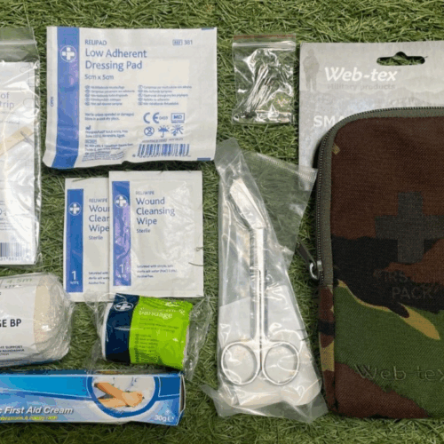WEB-TEX ARMY SMALL FIRST AID KIT SURVIVAL DRESSING BANDAGE SCISSORS PINS DPM