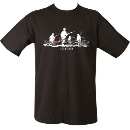 BRITISH ARMY WW1 T-SHIRT MENS S-2XL WE WILL REMEMBER THEM POPPY MILITARY SOLDIER