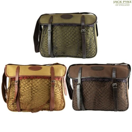 JACK PYKE CANVAS GAME BAG LEATHER STRAPS HUNTING KIT POUCH SHOOTING BROWN GREEN