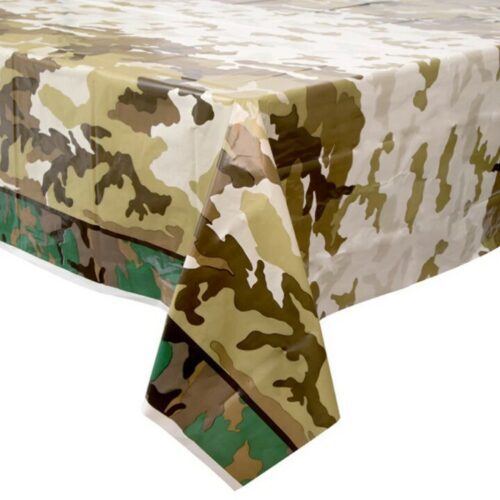 Boys ARMY CAMO PLASTIC TABLE COVER 137cm X 213cm BOYS PARTY DECOR Khaki Desert